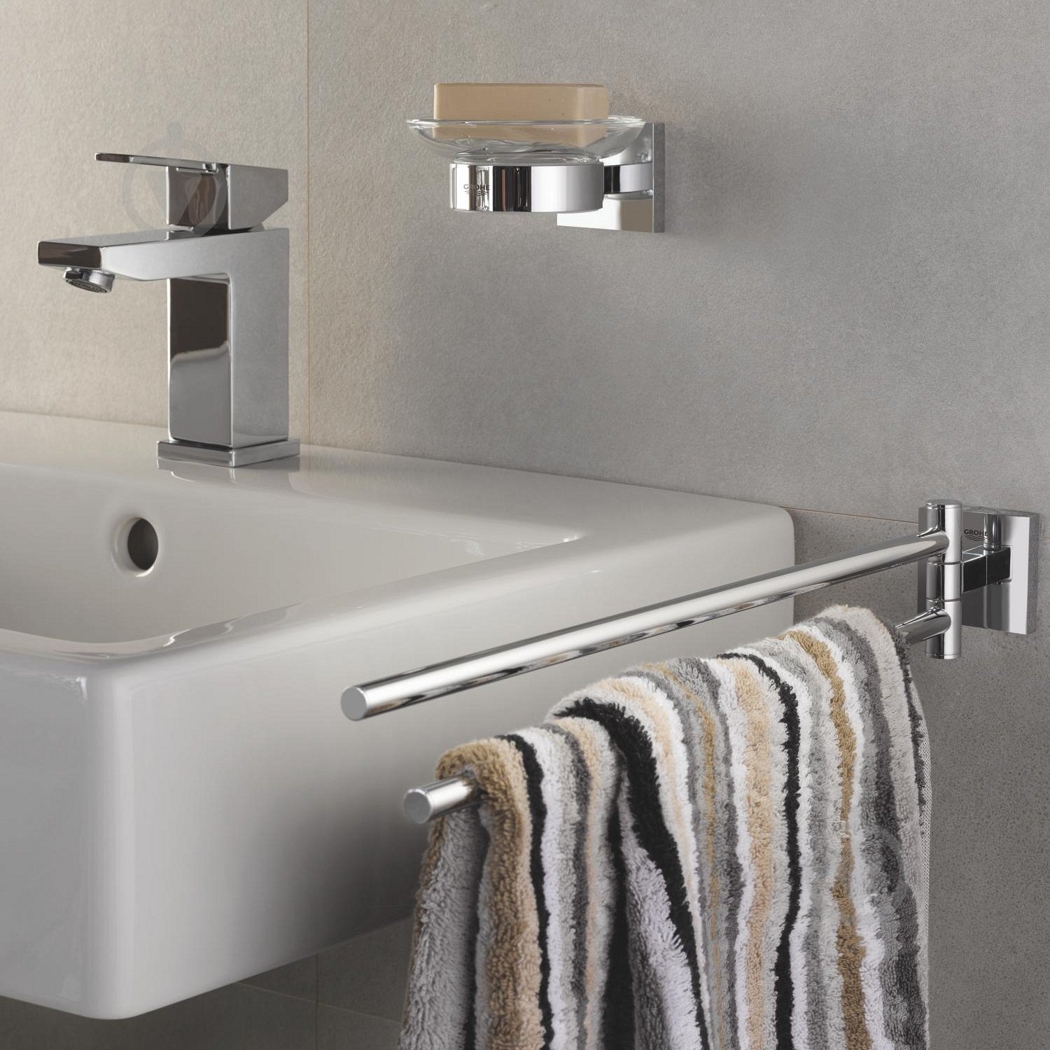 Держатель для полотенец Grohe QuickFix Start Cube 40976000 - фото 4 Держатель для полотенец Grohe QuickFix Start Cube 40976000 - фото 4
