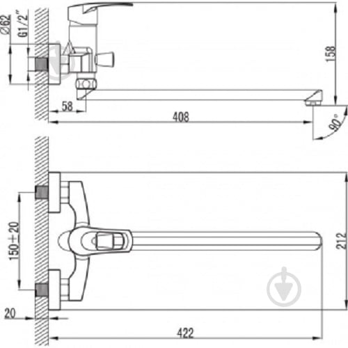 Смеситель для ванны Ferro FOSCA BFA5A - фото 2