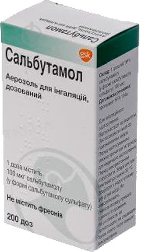 Сальбутамол д/інг., по 200 доз у конт. аерозоль 100 мкг - фото 1