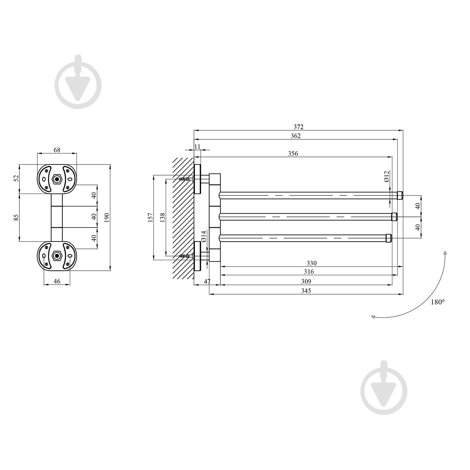 Держатель для полотенец Kroner KRM Elbe - ACC2913 - фото 2