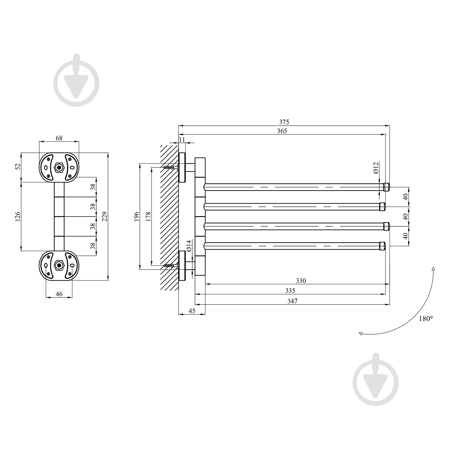 Держатель для полотенец Kroner Elbe - ACC2914 - фото 2 Держатель для полотенец Kroner Elbe - ACC2914 - фото 2
