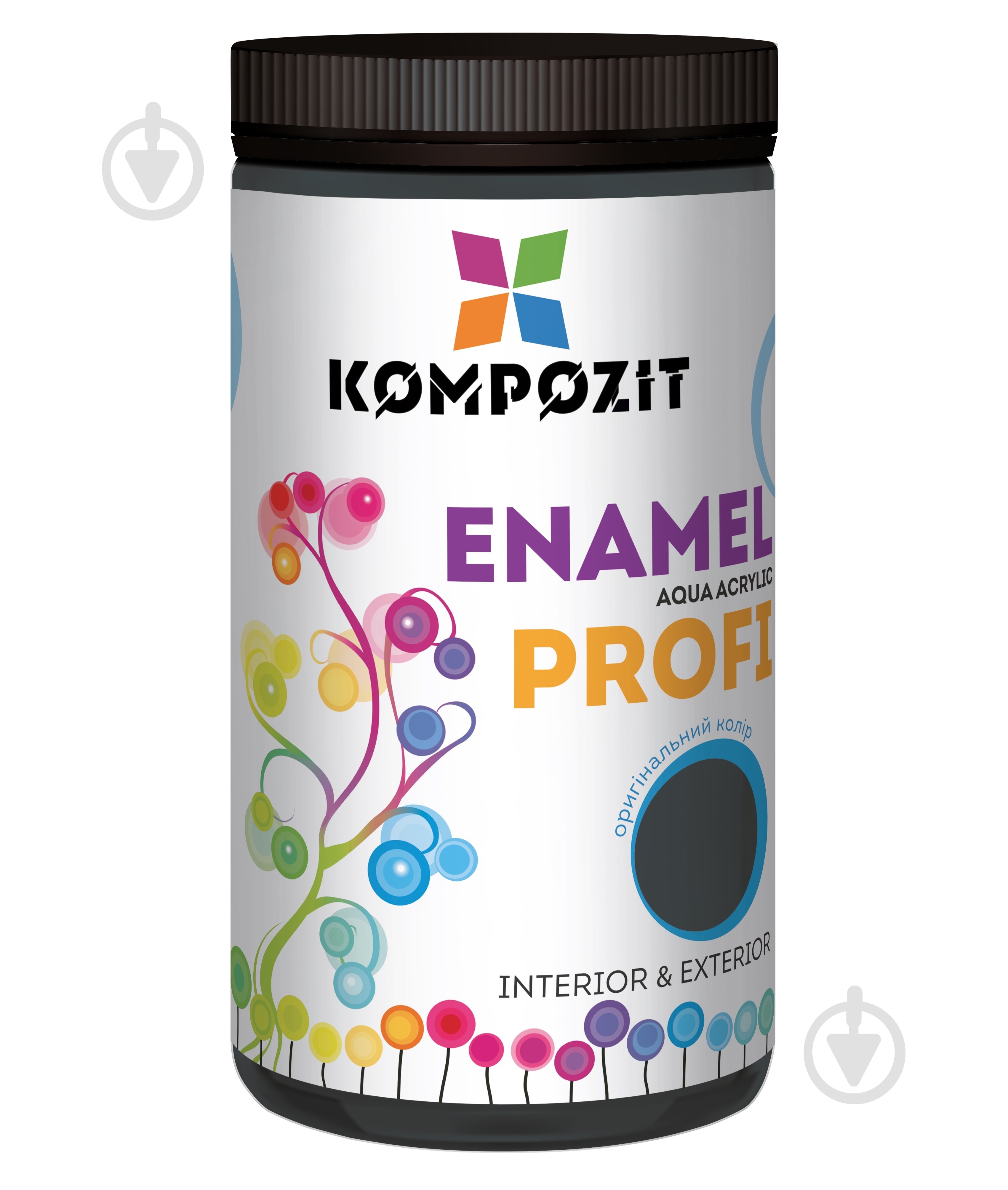 Эмаль Kompozit акриловая Profi графит глянец 0,3 л - фото 1