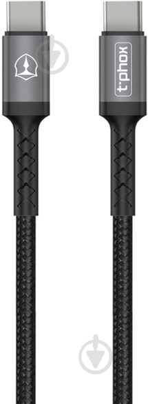 Кабель T-PHOX Apace Type-C Type-C 3A 1 м черныйсерый (T-CC833) - фото 1
