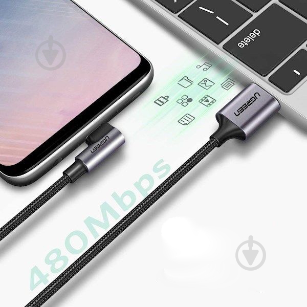 Кабель UGREEN US284 USB - Type-C Cable Angled Alum Braid 1,5 м черный (UGR-60782) - фото 4 Кабель UGREEN US284 USB - Type-C Cable Angled Alum Braid 1,5 м черный (UGR-60782) - фото 4