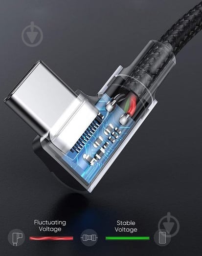 Кабель UGREEN US323 Type-C-Type-C Both Angled 3A серый/черный 1 м (UGR-70529) - фото 6
