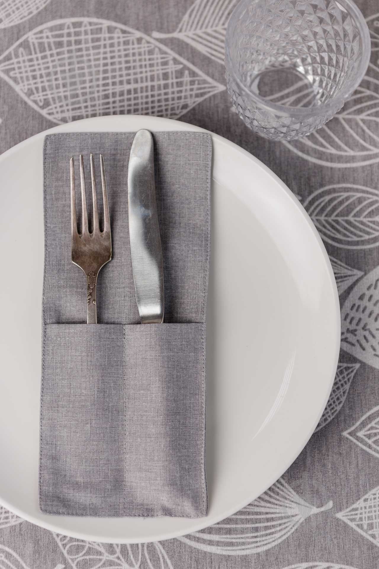 Чехол для приборов Прованс Листья серый однотон 10x24 см серый - фото 4 Чехол для приборов Прованс Листья серый однотон 10x24 см серый - фото 4