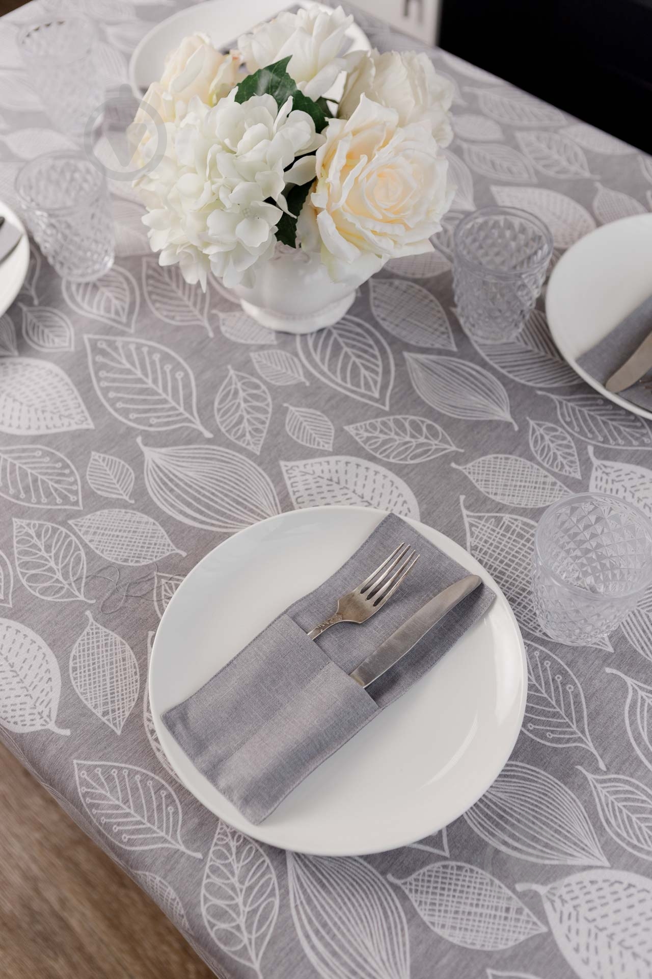 Чехол для приборов Прованс Листья серый однотон 10x24 см серый - фото 12 Чехол для приборов Прованс Листья серый однотон 10x24 см серый - фото 12