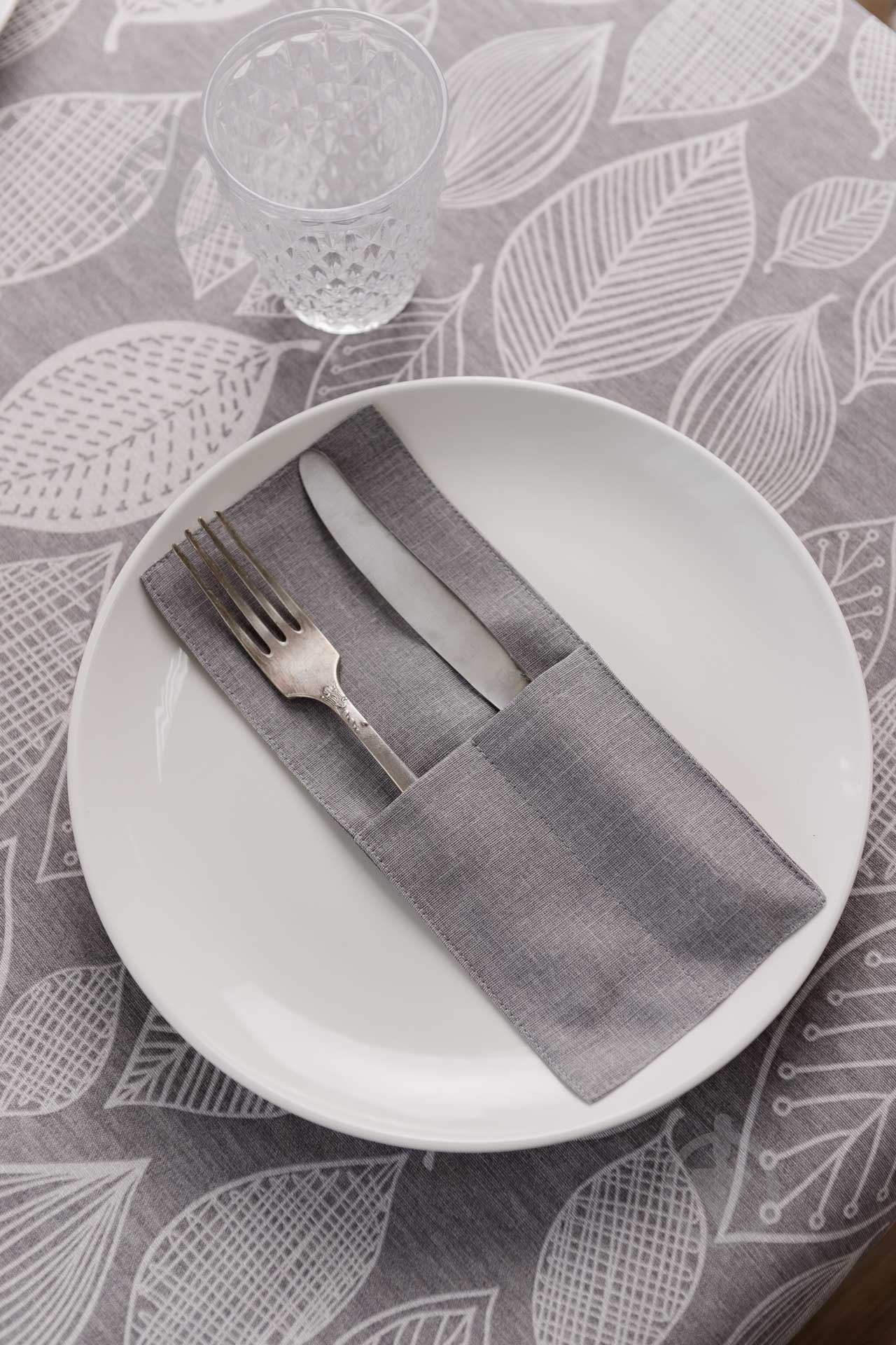 Чехол для приборов Прованс Листья серый однотон 10x24 см серый - фото 6 Чехол для приборов Прованс Листья серый однотон 10x24 см серый - фото 6