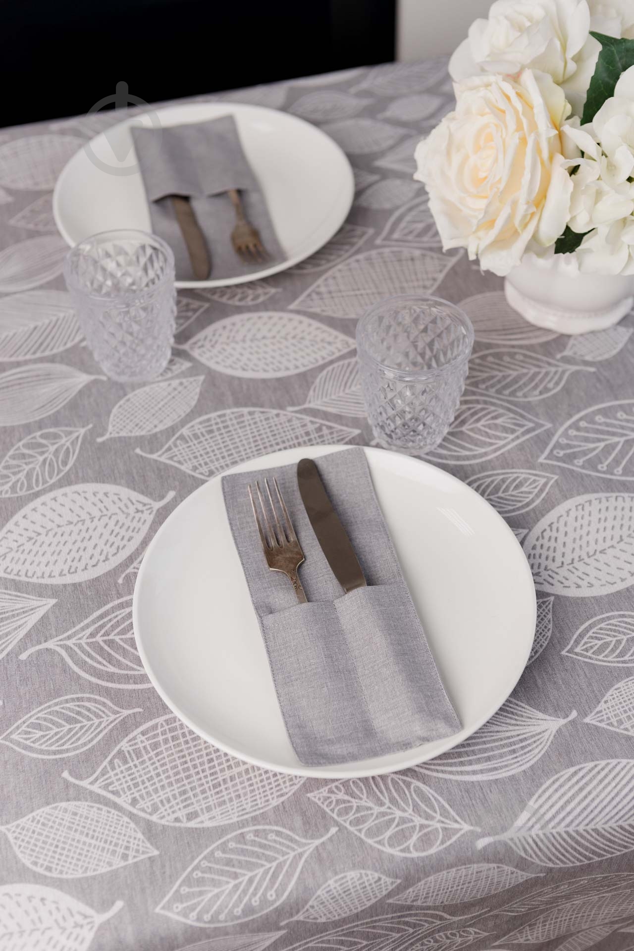 Чехол для приборов Прованс Листья серый однотон 10x24 см серый - фото 11 Чехол для приборов Прованс Листья серый однотон 10x24 см серый - фото 11