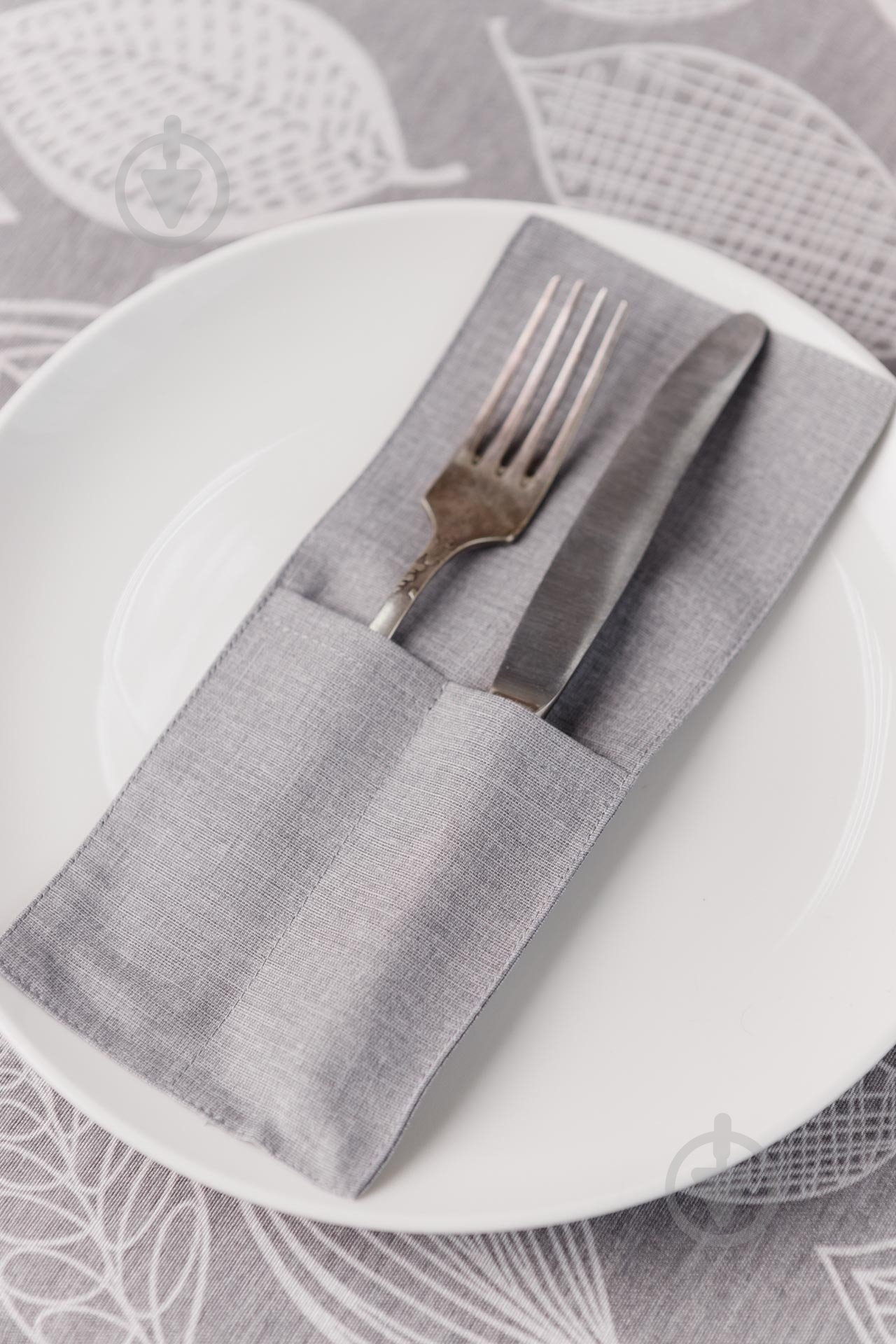 Чехол для приборов Прованс Листья серый однотон 10x24 см серый - фото 2 Чехол для приборов Прованс Листья серый однотон 10x24 см серый - фото 2