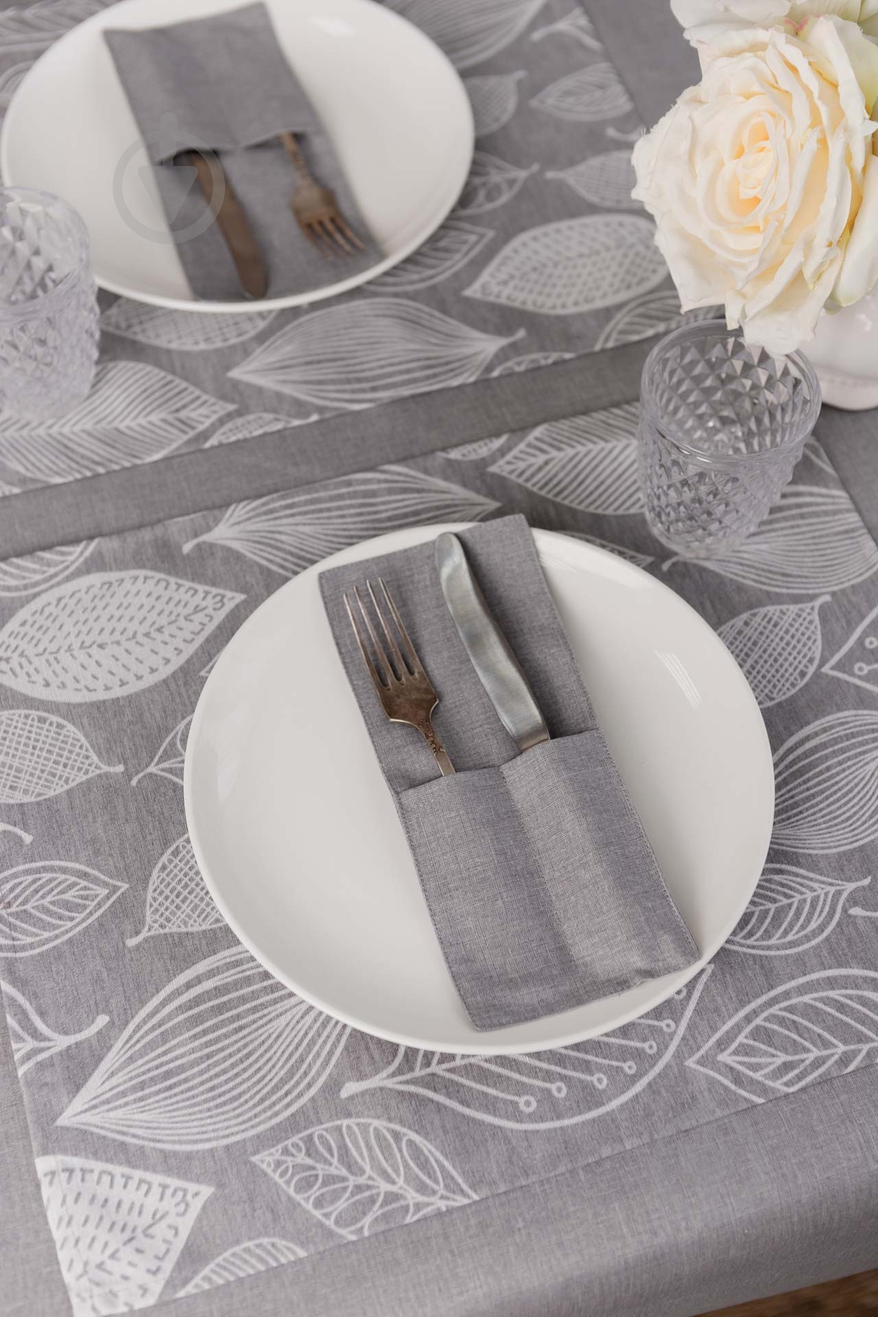 Чехол для приборов Прованс Листья серый однотон 10x24 см серый - фото 10 Чехол для приборов Прованс Листья серый однотон 10x24 см серый - фото 10