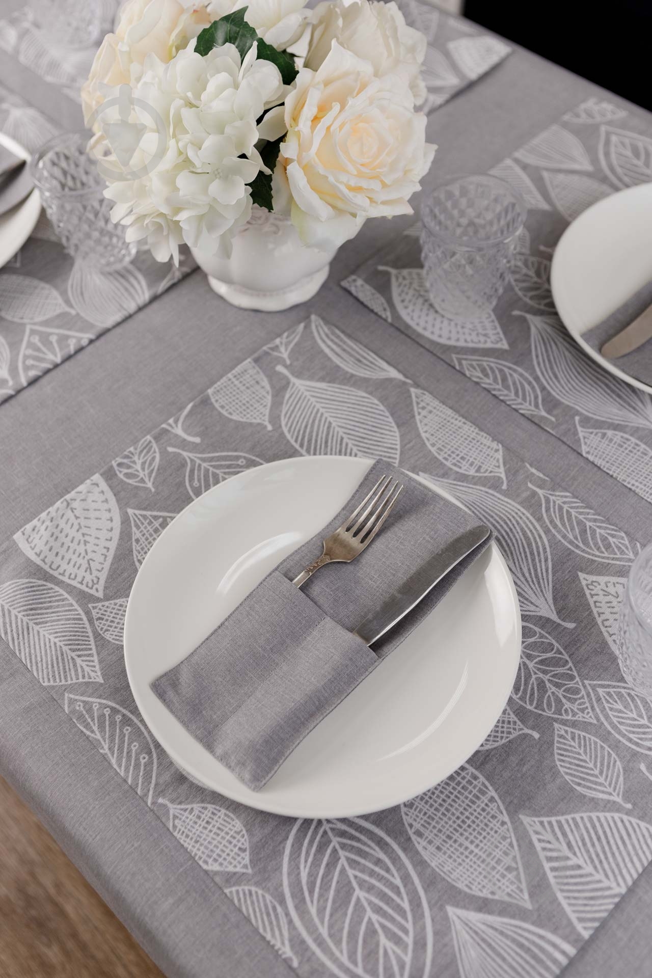 Чехол для приборов Прованс Листья серый однотон 10x24 см серый - фото 13 Чехол для приборов Прованс Листья серый однотон 10x24 см серый - фото 13