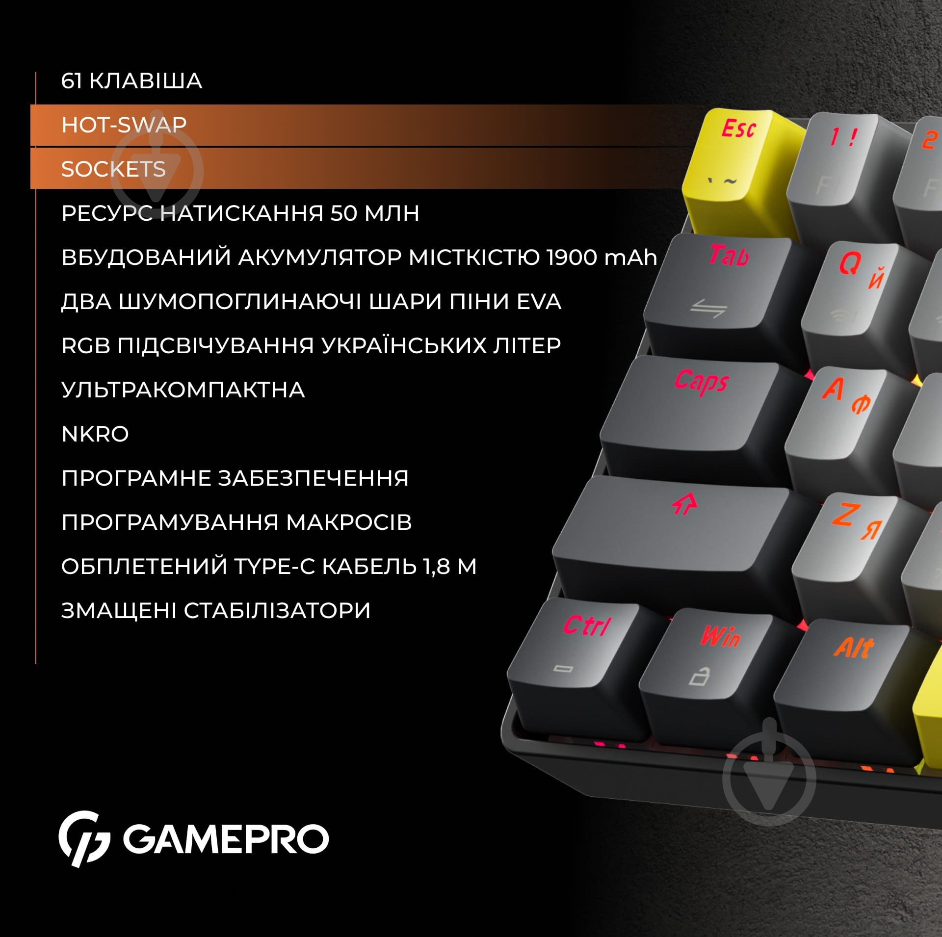 Клавиатура беспроводная GamePro (MK130R Pro) black/grey - фото 18