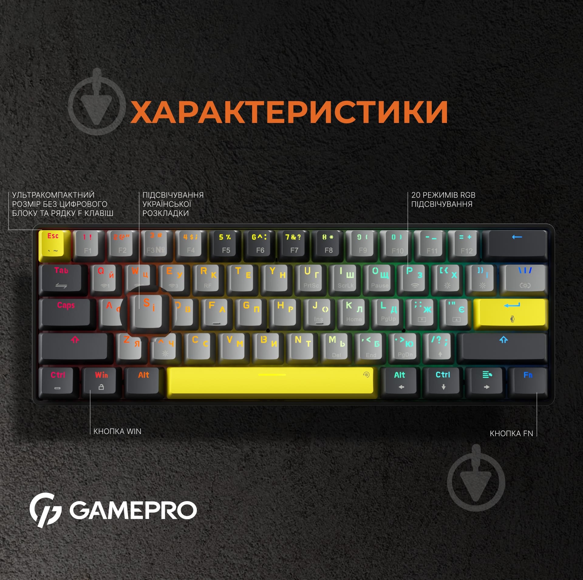 Клавиатура беспроводная GamePro (MK130R Pro) black/grey - фото 16