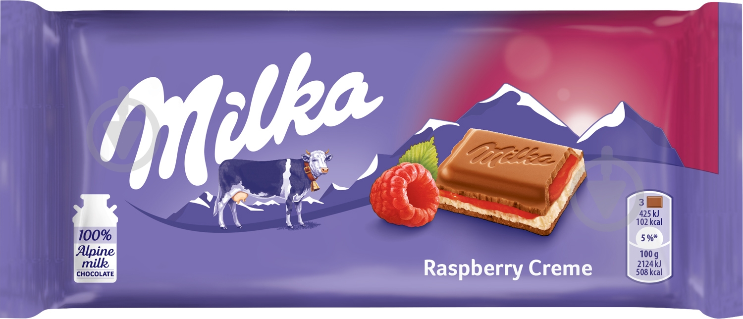 Молочный шоколад Milka Raspberry Creme м/у 100г - фото 1