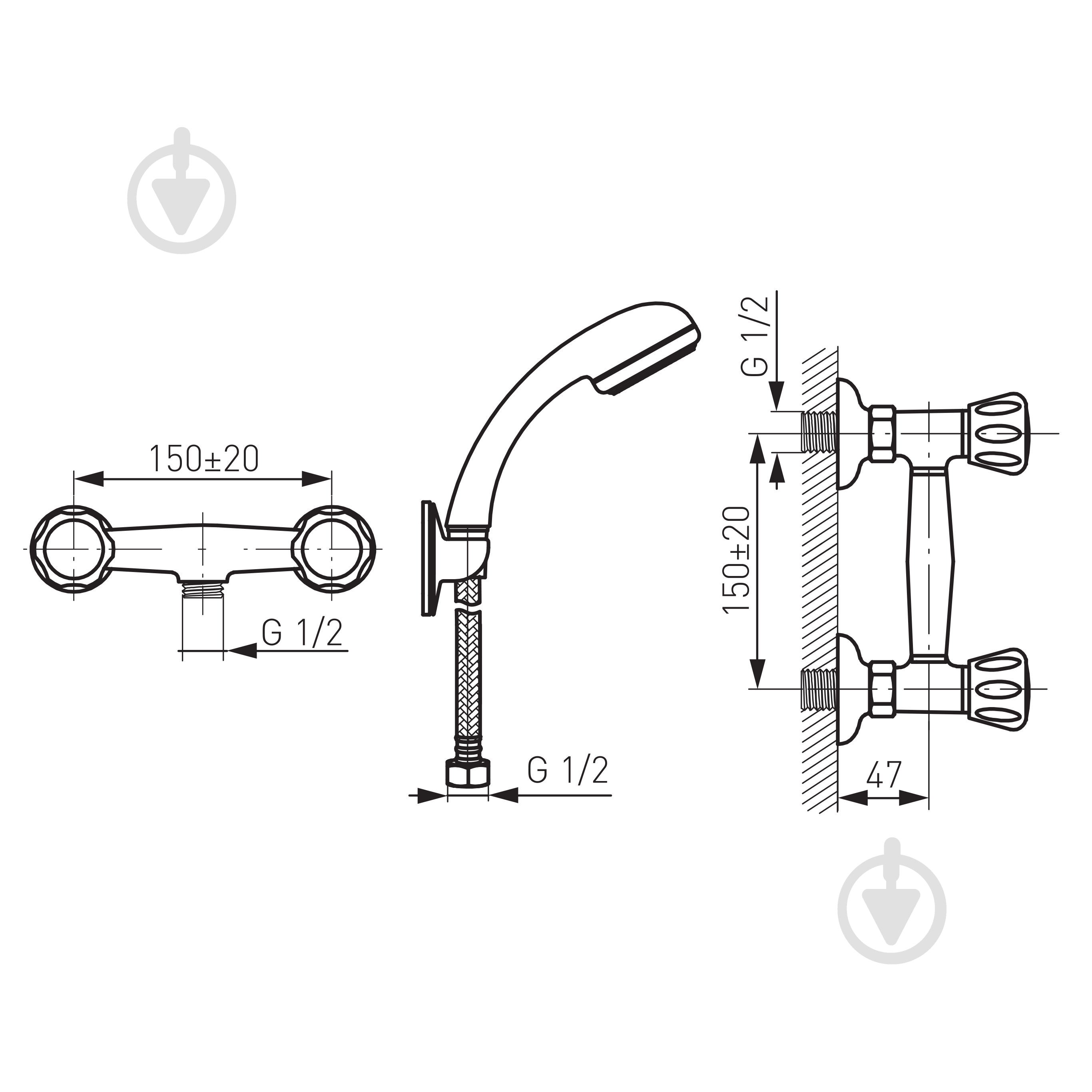 Смеситель для душа Ferro Standard BST77 - фото 2 Смеситель для душа Ferro Standard BST77 - фото 2