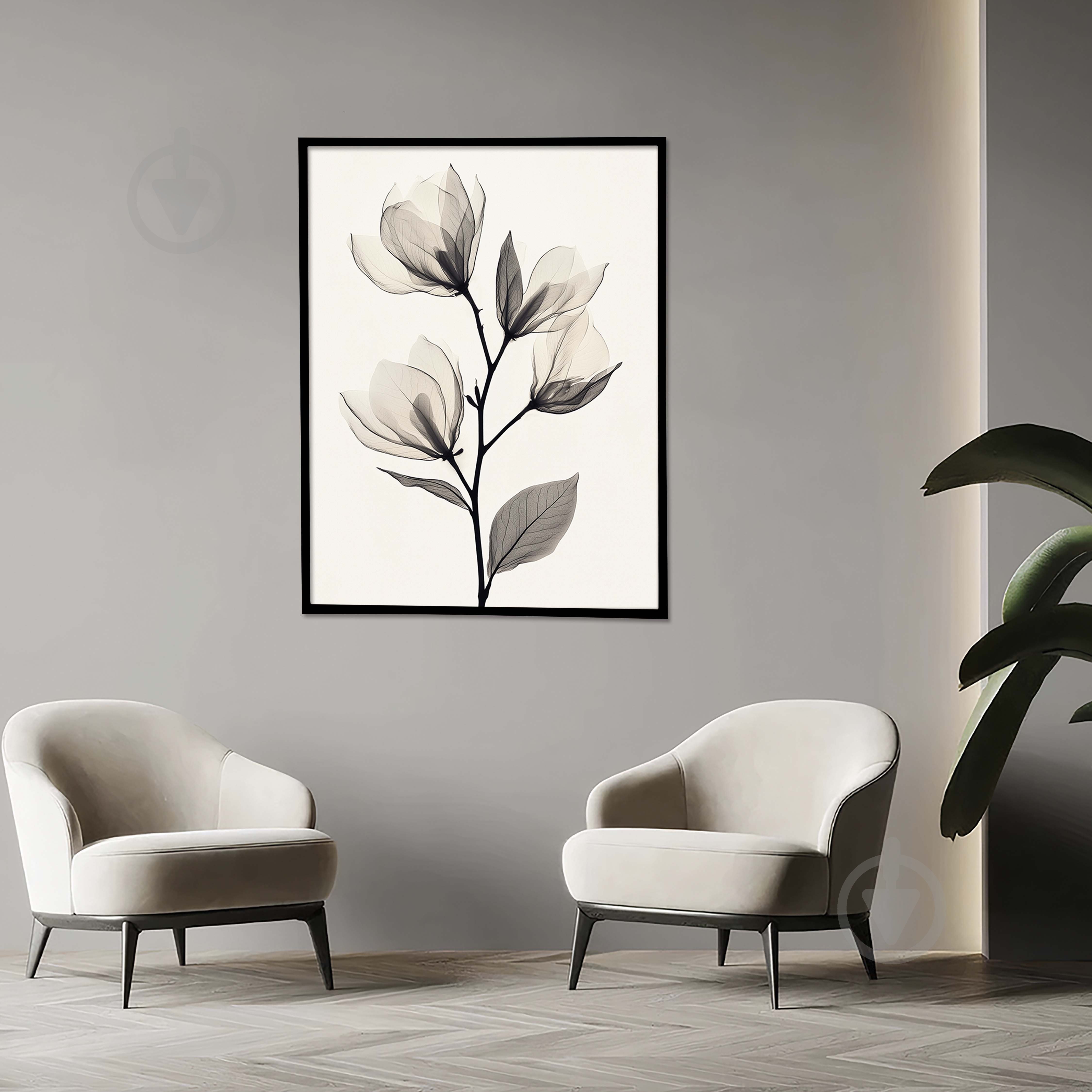 ᐉ Картина на холсте Цветы 2 с черной рамкой 75x100 см Brushme