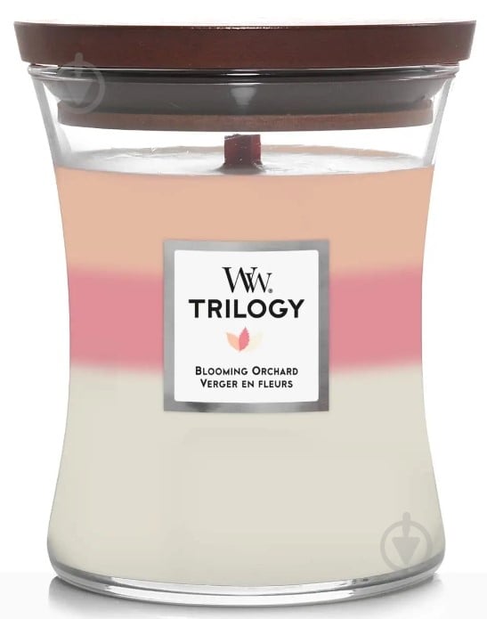 Свічка ароматична Woodwick Medium Trilogy Blooming Orchard (Квітучий фруктовий сад) 275 г - фото 1 Свічка ароматична Woodwick Medium Trilogy Blooming Orchard (Квітучий фруктовий сад) 275 г - фото 1