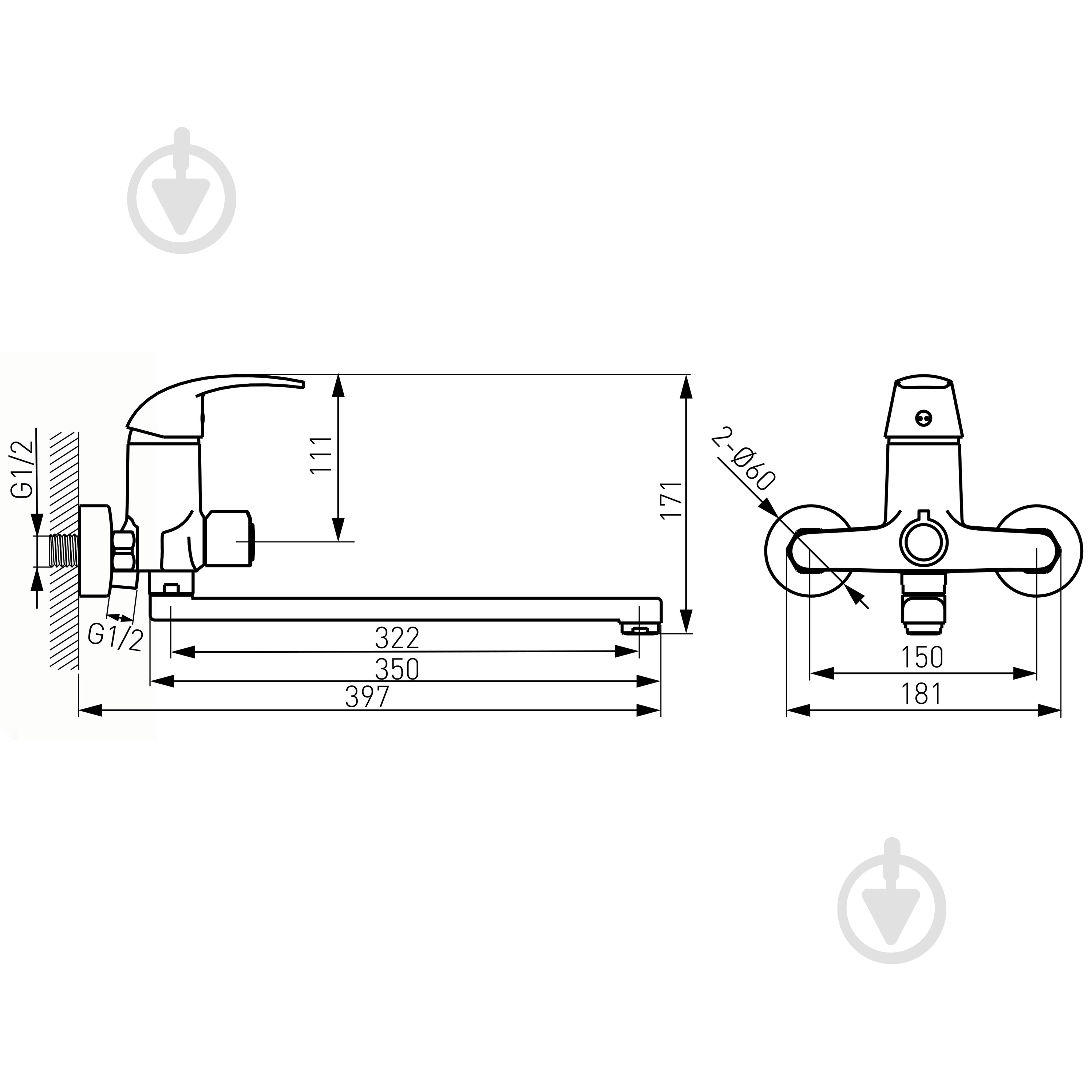 Смеситель для ванны Ferro Vasto BVA5A - фото 2