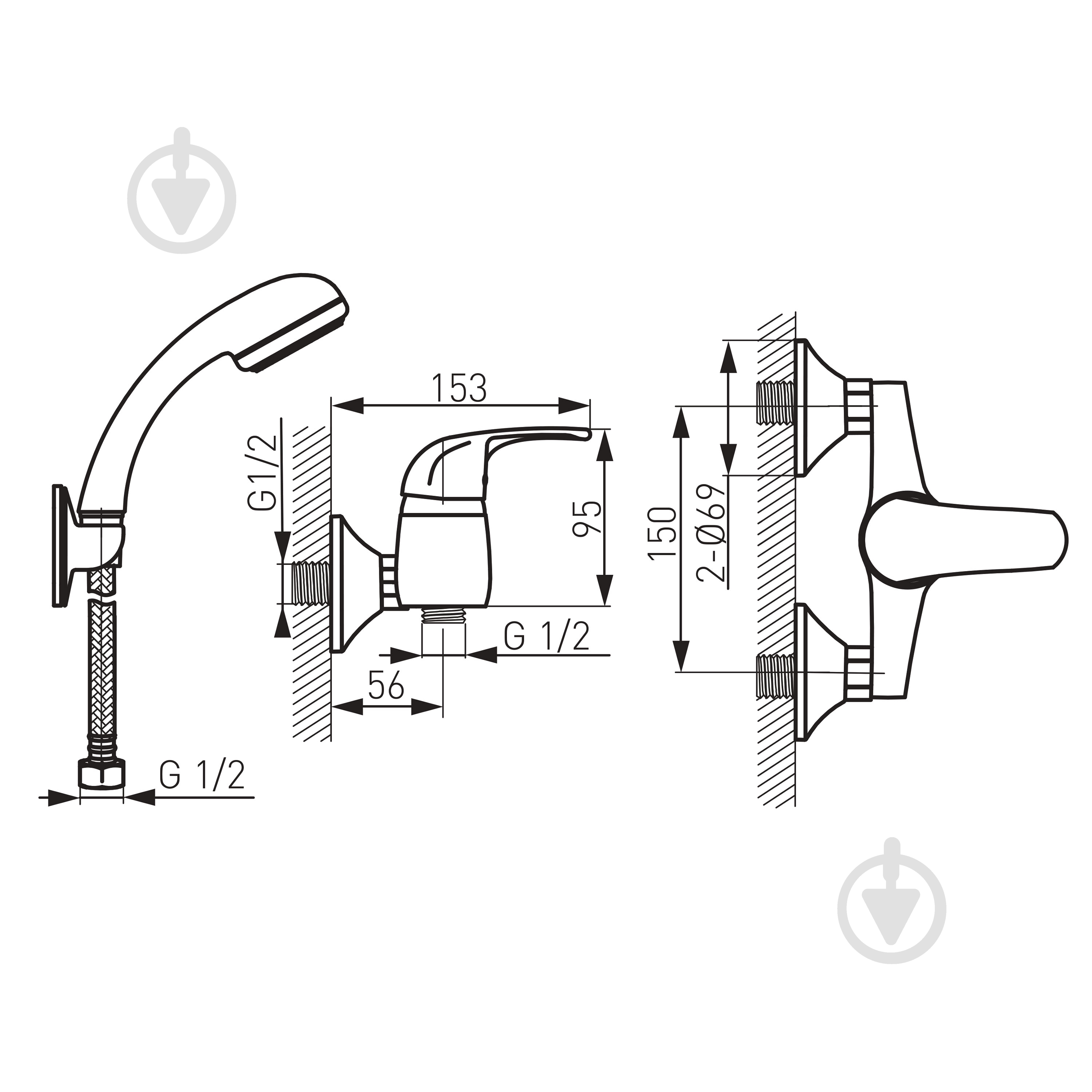 Смеситель для душа Ferro Vasto BVA77 - фото 2