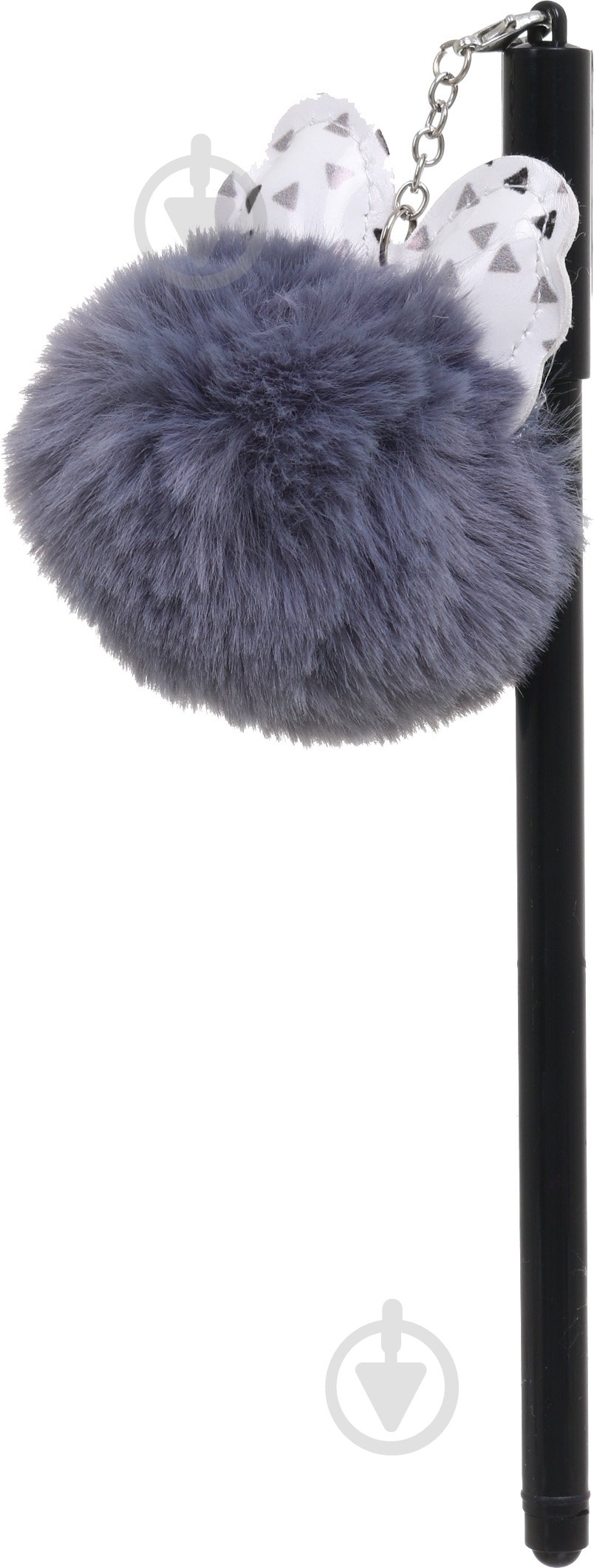 Ручка гелевая Бант с серым помпоном - фото 1