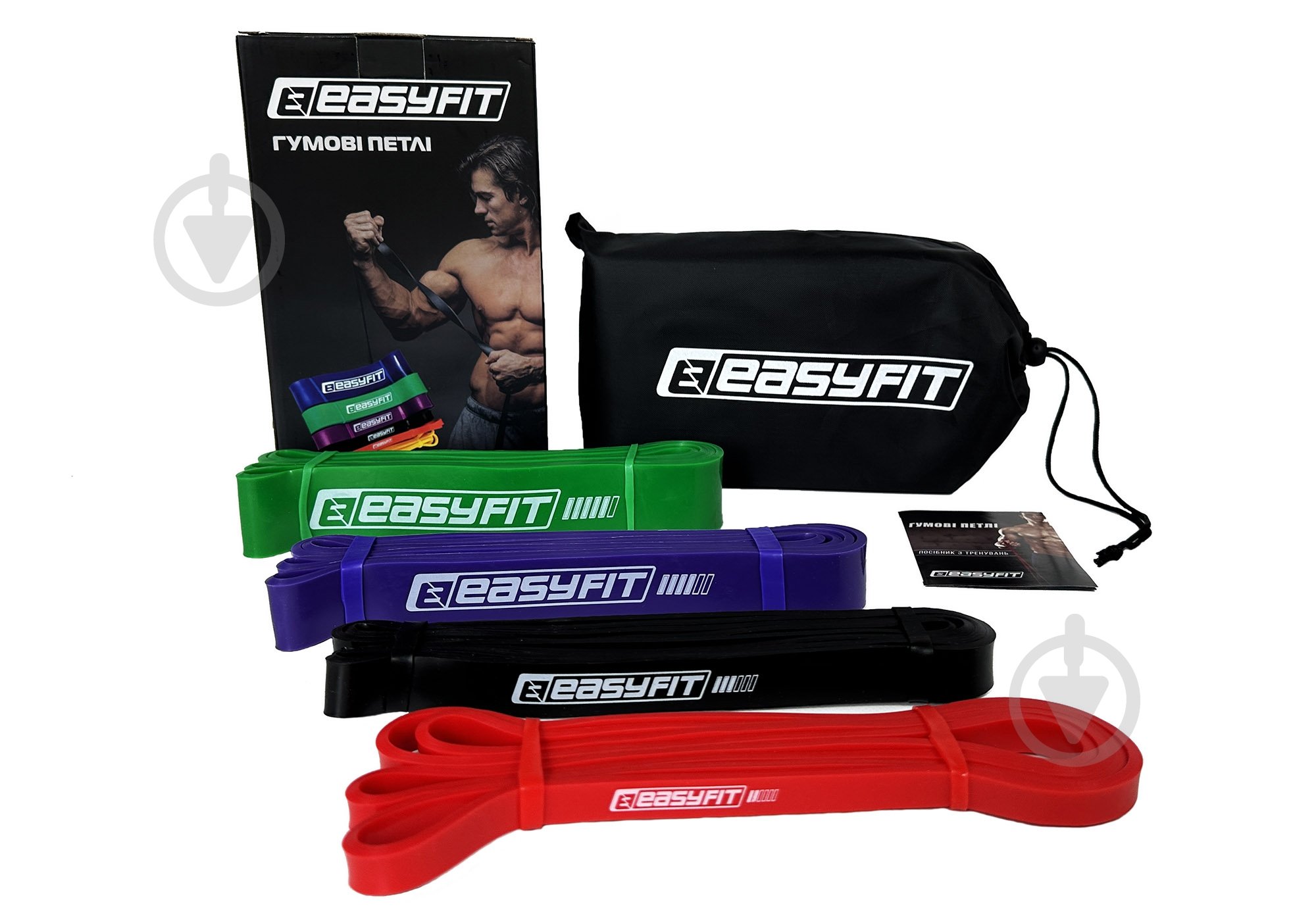 Петля для фитнеса EasyFit набор для подтягиваний и тренировок 2-65 кг 4 шт (EF-NR-2-65-4) в ассортименте - фото 1