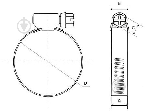 Хомут черв'ячний MasterTool German type 9х60-80мм 5 шт. 20-1946 - фото 2