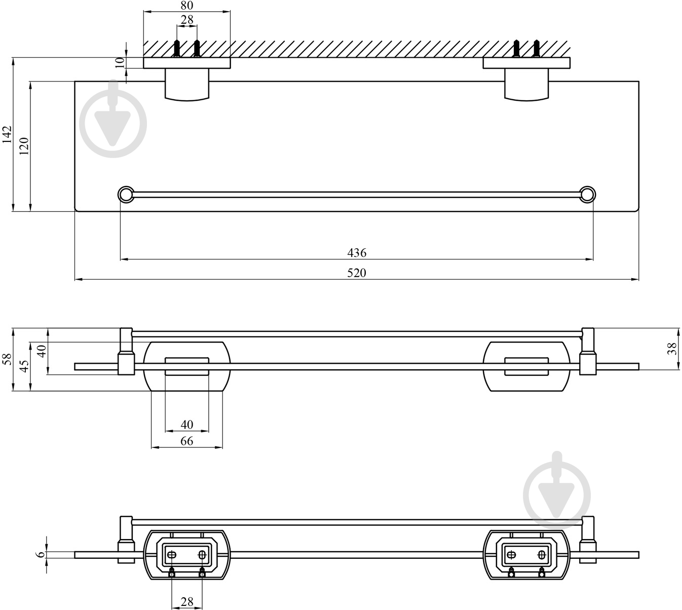 Полка для ванной Kroner KRP Graz - C95611 (CV024733) - фото 6
