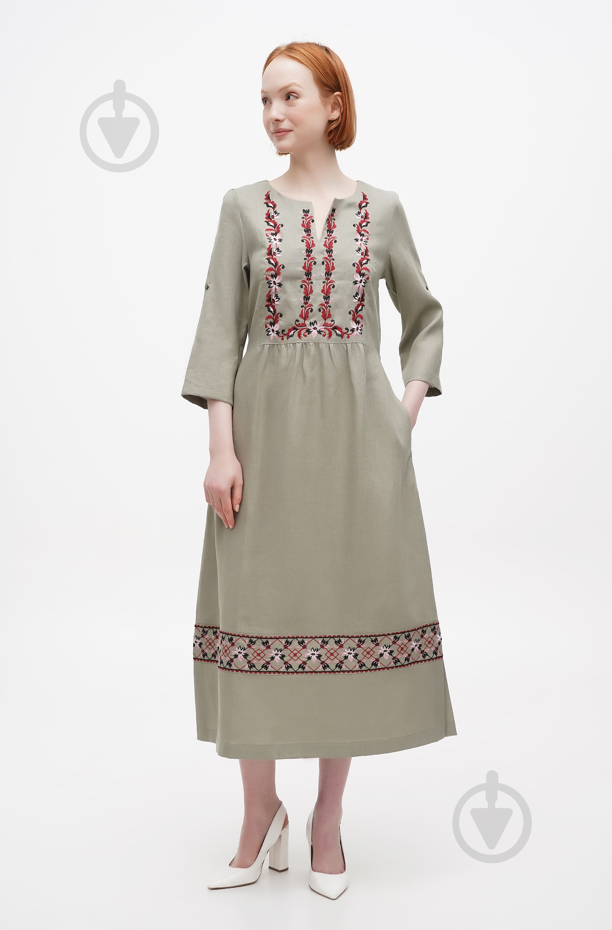 Платье Галерея льна Млада 0302/54/1122 р.3XL хаки - фото 1