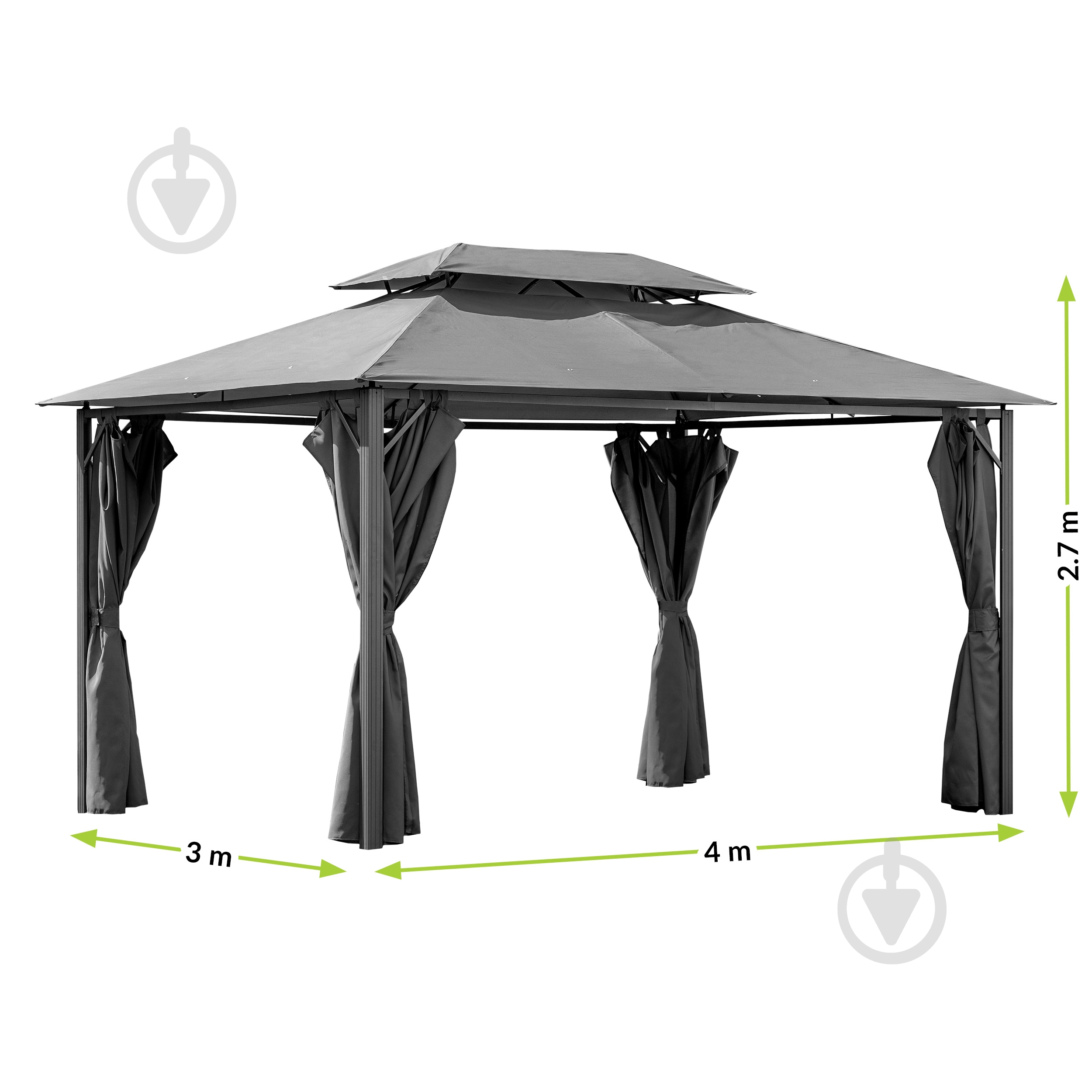 Павільйон садовий 3х4 м графіт - фото 4