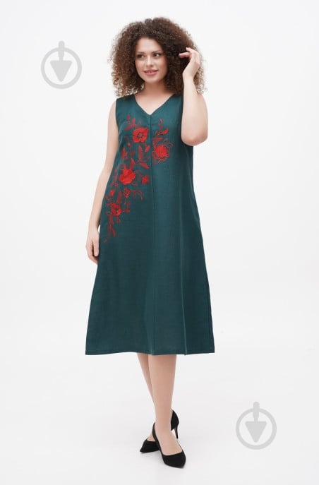 Платье Галерея льна Пава 0288/50/1333 р.XL зеленый - фото 1