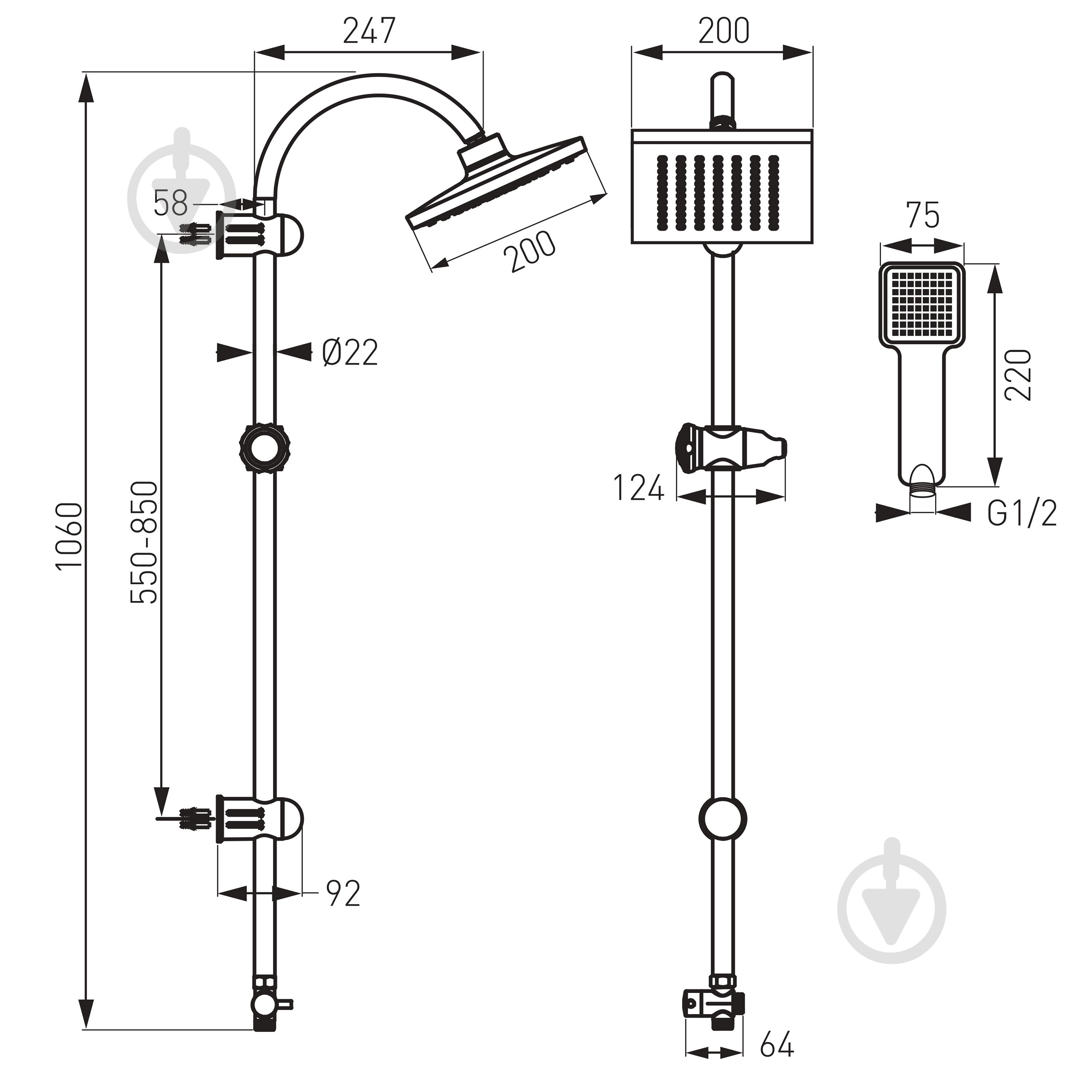 Душевая система Ferro Squerto NP22-BL - фото 2 Душевая система Ferro Squerto NP22-BL - фото 2