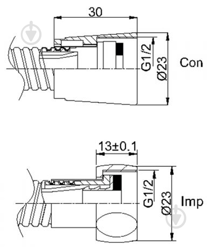 Шланг для душа Rubineta Superflex Con/Imp (BK) 1,5 м 600045 - фото 2