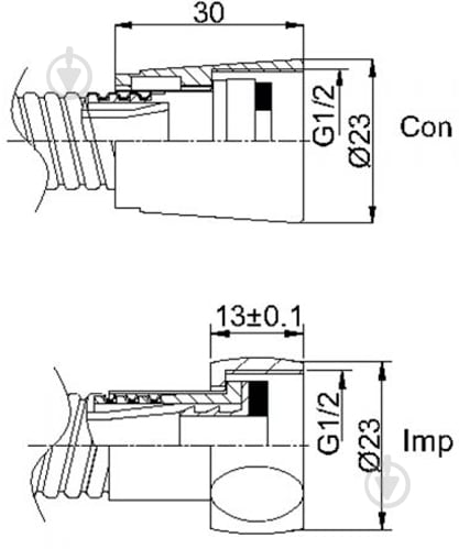 Шланг для душа Rubineta Superflex Con/Imp (WT) 1,5 м 600044 - фото 2