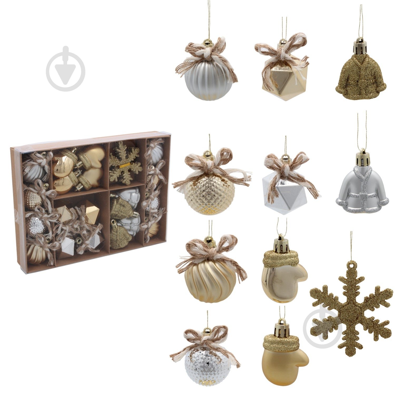 Елочный набор Chomik микс серебро/шампань d 5 мм 5 см 24 шт./уп. - фото 1 Елочный набор Chomik микс серебро/шампань d 5 мм 5 см 24 шт./уп. - фото 1