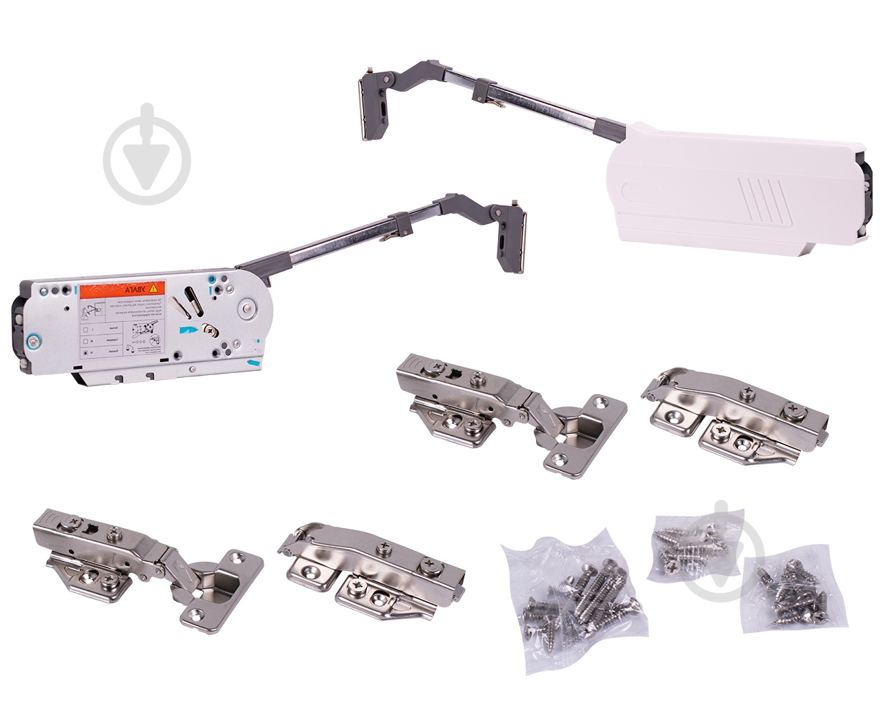 Підйомний механізм DC Bi-fold Light для фасаду кухні 5,7-7,8 кг білий без доводчика - фото 2 Підйомний механізм DC Bi-fold Light для фасаду кухні 5,7-7,8 кг білий без доводчика - фото 2