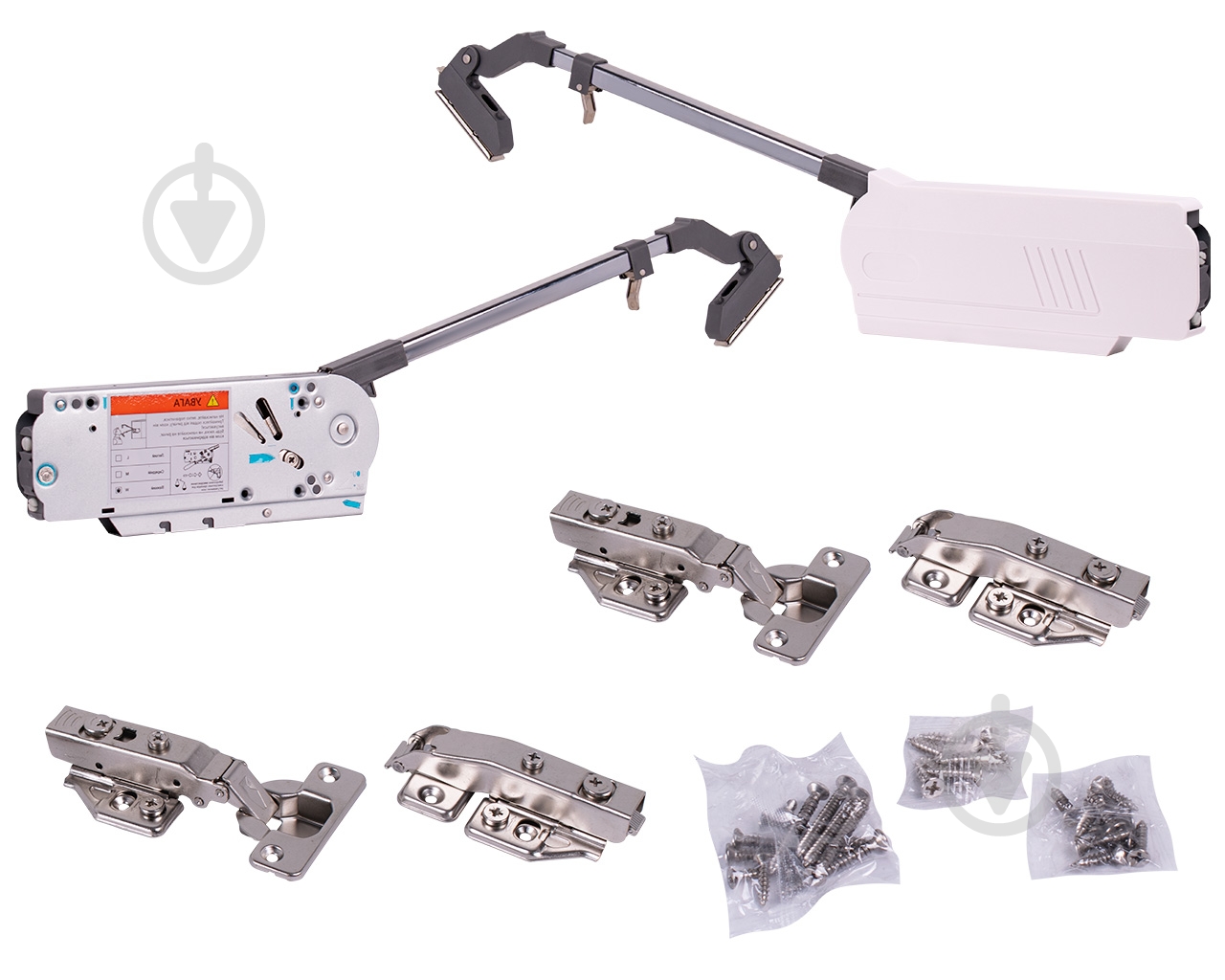 Підйомний механізм DC Bi-fold Strong для фасаду кухні 10,5-14 кг білий без доводчика - фото 5 Підйомний механізм DC Bi-fold Strong для фасаду кухні 10,5-14 кг білий без доводчика - фото 5