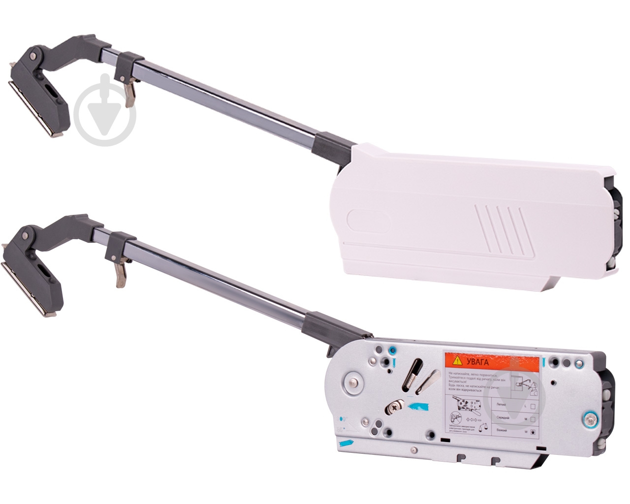 Підйомний механізм DC Bi-fold Strong для фасаду кухні 10,5-14 кг білий без доводчика - фото 1 Підйомний механізм DC Bi-fold Strong для фасаду кухні 10,5-14 кг білий без доводчика - фото 1