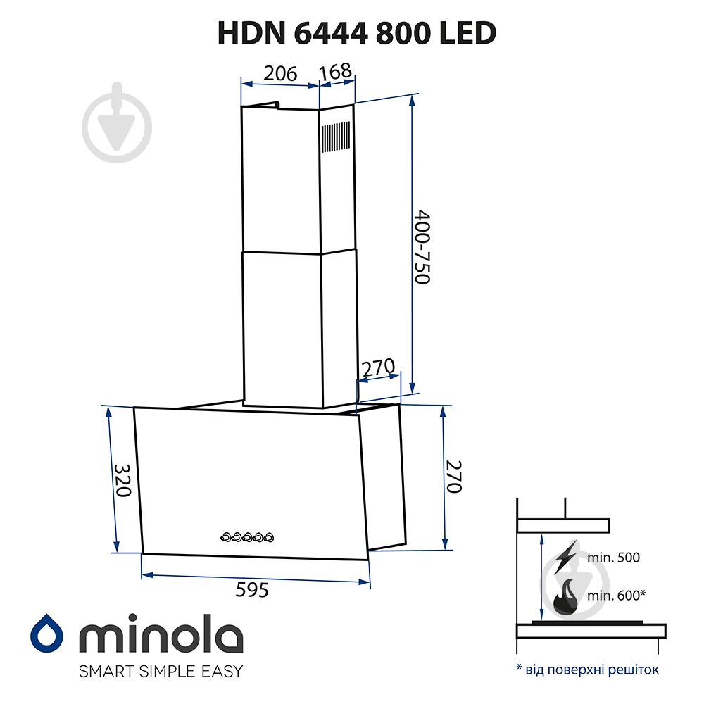 Витяжка Minola HDN 6444 BL 800 LED - фото 13 Витяжка Minola HDN 6444 BL 800 LED - фото 13