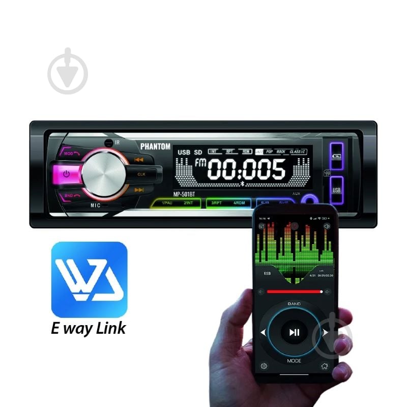 Автомагнітола Phantom MP-501BT - фото 4 Автомагнітола Phantom MP-501BT - фото 4