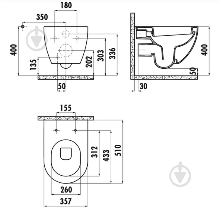 Унитаз подвесной CREAVIT FE320.20100+KC4080.CBM FREE - фото 3