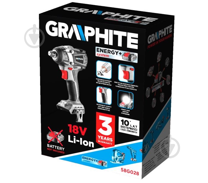 Гайковерт ударний акумуляторний GRAPHITE 58G028 - фото 8 Гайковерт ударний акумуляторний GRAPHITE 58G028 - фото 8
