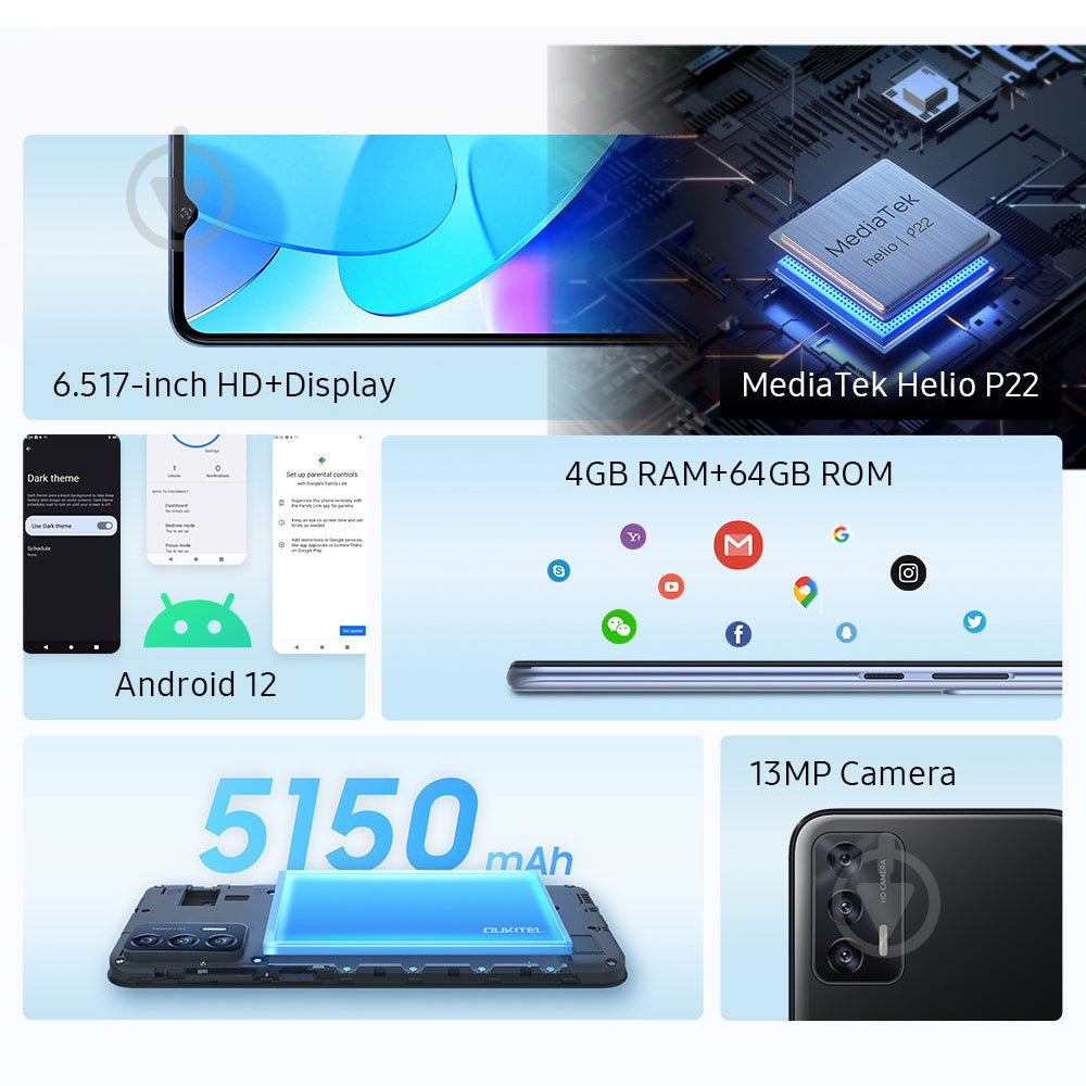 Смартфон Oukitel C31 Pro 4/64GB deep blue (6931940713030) - фото 7 Смартфон Oukitel C31 Pro 4/64GB deep blue (6931940713030) - фото 7
