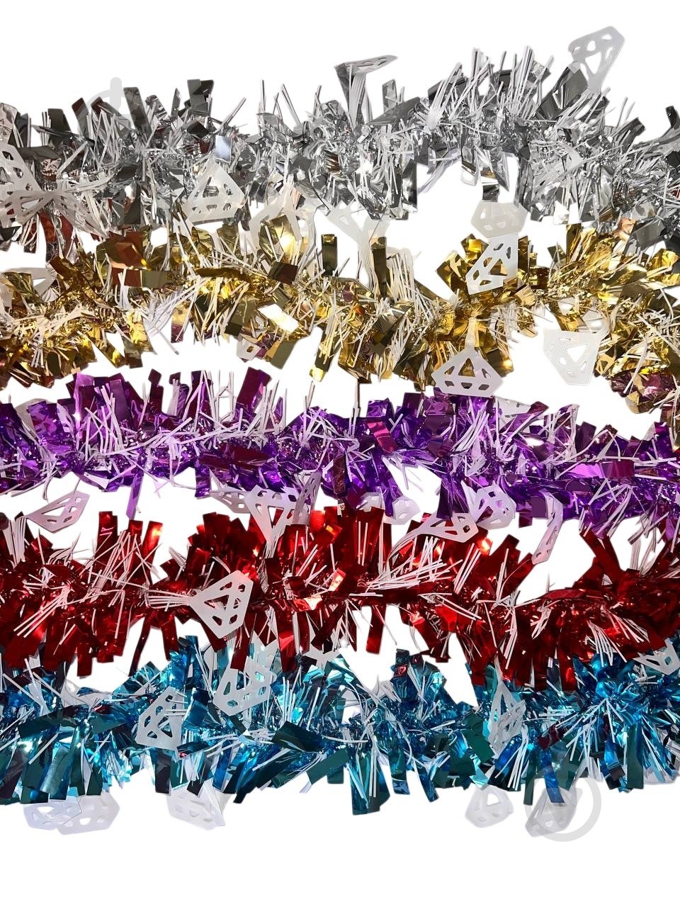 Дощик новорічний Long Dragon LD25-015 9 см 2 м в асортименті - фото 1 Дощик новорічний Long Dragon LD25-015 9 см 2 м в асортименті - фото 1