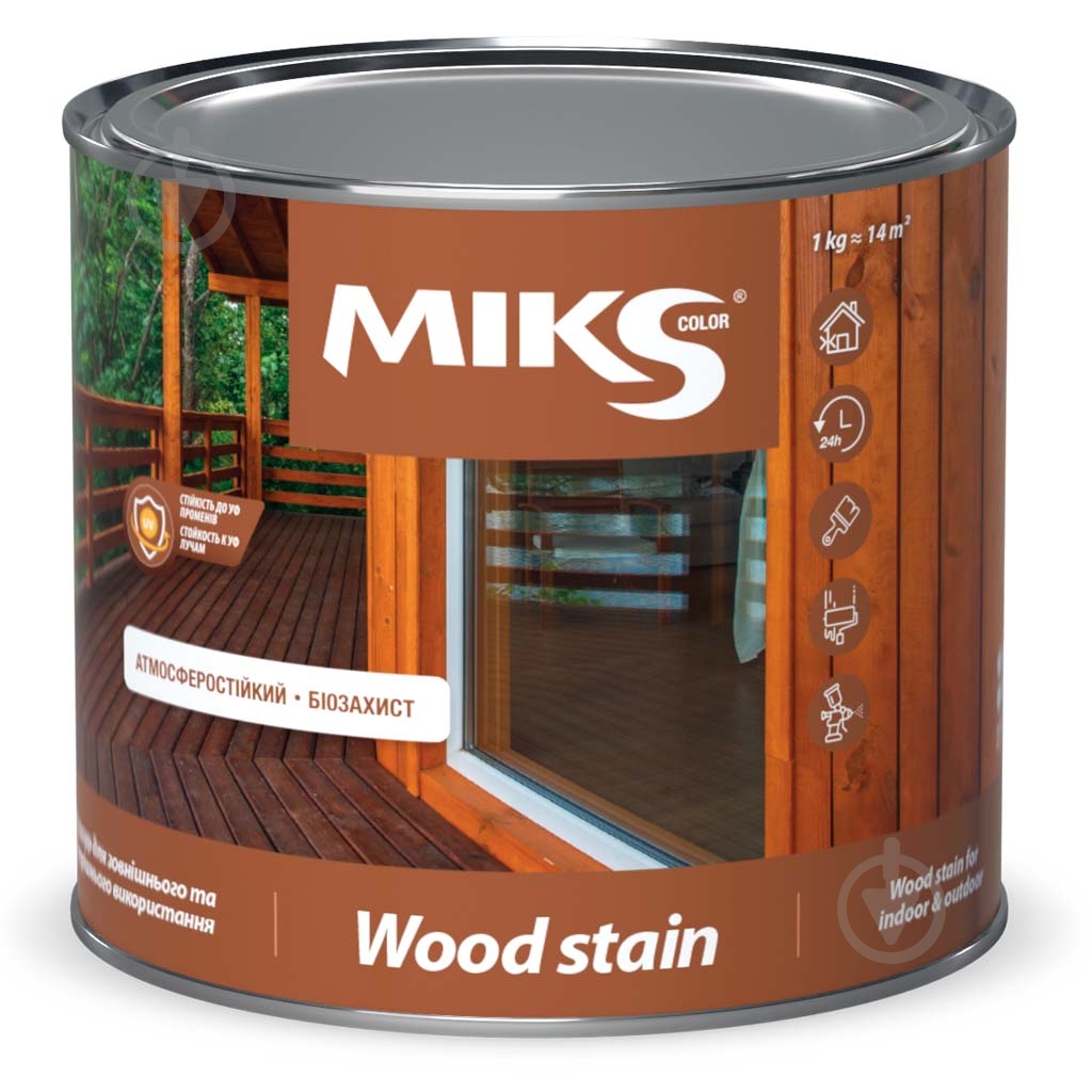 Лак-лазур MIKS Color каштан шовковистий глянець 1,6 кг - фото 1