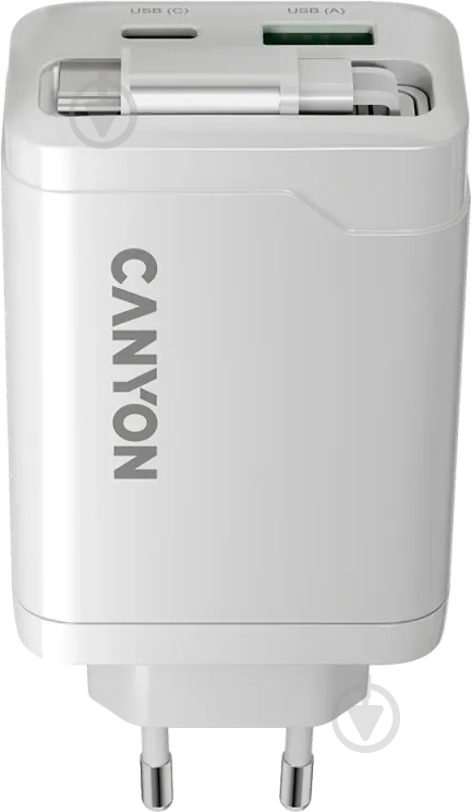 Зарядний пристрій Canyon OnCharge 65RC Build-In Cable USB-C 65W 1xPD 1xQC White (CNS-CURC65ACB) - фото 7 Зарядний пристрій Canyon OnCharge 65RC Build-In Cable USB-C 65W 1xPD 1xQC White (CNS-CURC65ACB) - фото 7