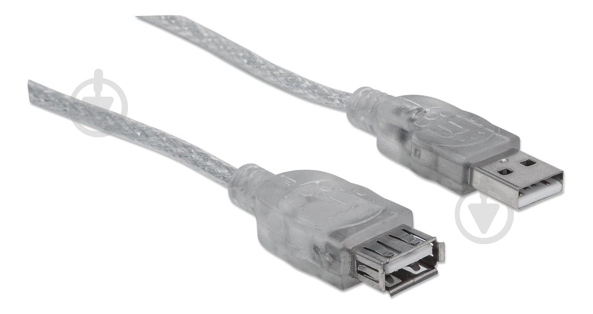 Кабель Manhattan USB Am – USB Af 3 м серебристый (340496) - фото 1