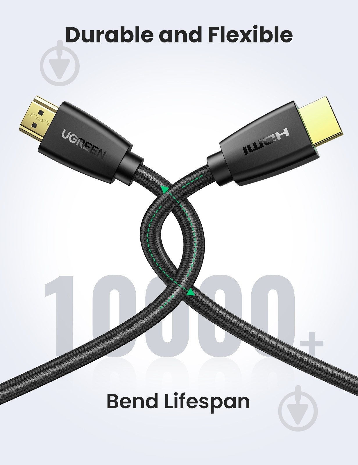 Кабель UGREEN HD118 HDMI High-End Cable Nylon Braid 1,5 м black (40409) - фото 4