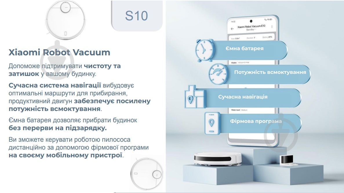 Робот-пилосос Xiaomi Robot Vacuum S10 white - фото 4