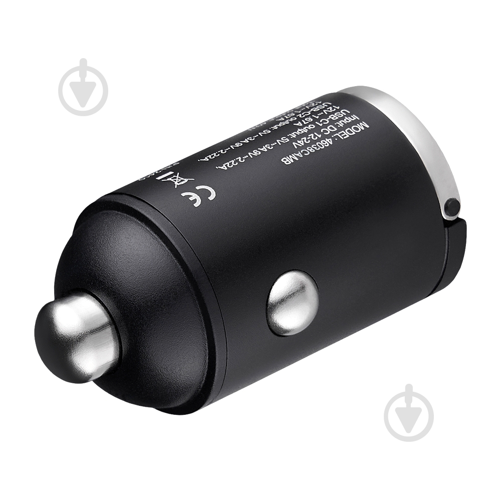 Зарядний пристрій — адаптер прикурювача-USB Brevia ePower NanoMetal 38W 1xUSB-C+1xUSB-A чорний 46038CAMB - фото 2 Зарядний пристрій — адаптер прикурювача-USB Brevia ePower NanoMetal 38W 1xUSB-C+1xUSB-A чорний 46038CAMB - фото 2